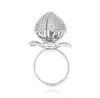 Ring kvinnor mode 14k guldplätering Ringar för kvinna Rose Golden Silver Bling Cubic Zirconia Flower Justerbara Kvinnor Ring Hip Hop Smycken