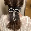 Moda eleganckie perły łańcuch łuk włoski kobiety dziewczyny słodkie włosy ornament pałąk klips włosów rhinestone barrettes akcesoria do włosów