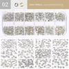 12 Grids Crystals Glass AB Nail Art Diamonds Mixed Style DIY Design Glitter Flat Back Round Nails Rhinestones with Storage Organizer Box