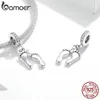 Bamoer 925 Sterling Prata Pequeno Pés Charme Para Pulseira Original Pulseira Mulheres Prata Grânulos Jóias Fazendo presente SCC1692 Q0531