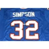 001 قماش شبكي أمامي وخلفي BLUE OJ SIMPSON عالي الجودة لكرة القدم جيرسي sz s-4XL أو مخصص لأي اسم أو رقم جيرسي