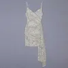 Ocstrade robe moulante haute qualité paillettes argent été femmes Sexy Spaghetti sangle boîte de nuit fête es 210527