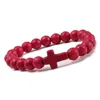 Cross Kralen Armbanden strand sieraden Mode Religie Mannen Vrouwen 8mm Natuursteen Healing Tijgeroog Zwart Matte Agaat Elastisch S274u