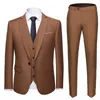 (Blazer + Hose + Weste) 2021 High-End-Custom-Business-Prom-Anzug für Herren, lässige Hochzeit, Smokingkleid, 3-teiliger Herrenanzug X0909