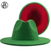 FS – chapeau de mariage en Patchwork pour femmes et hommes, chapeau Fedora en feutre de laine Panama à large bord, chapeaux de parrain Jazz Cap308p