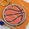 Moda Designer Keychain Handmade Pu Couro Basquetebol Padrão Carro Chaveiros Homem Mulher Saco Saco Charme Decoração Pingente Acessórios Damier Graphite