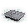 Ny4 fack Ta ut Containrar Grade PP Food Packing Boxes Högkvalitativ Engång Bento Box för hotell vid havet RRB11732