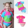 Baby girls butterfly embroidery swimswear kids swimsuit children swim wear baby bathing Two Pieces suit for baby girls M3321