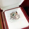 GROßER Ring der Panthere-Serie, offizielle Reproduktionen der Luxusmarke im klassischen Stil. Hochwertige 18 K vergoldete Gepardenringe im 5A-Markendesign, neu verkaufte Premium-Geschenke