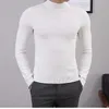 2020新しい男性秋韓国のスリムニットセーター男性の半分のタートルネックの固体暖かい厚い男性の柔らかいボトムのジャンパープルバーZ07 Y0907