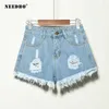 NEEDBO Shorts Jeans D'été Push Up Maigre Pour Femmes Denim Taille Haute Casual Femme Trou Dames 210719