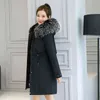 Flower Jie Plus Size M-6XL Long Parka Woman Hooded Fur Warm Down Cotton Winter Jacket Women Slim Black Casual Coat Female 211130