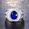 Klaster Pierścienie Elegancki pierścionek dla kobiet mężczyzn 925 Srebrna biżuteria owalna Sapphire cyrkon szlachetne akcesoria na przyjęcie weselne 2592