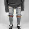 Ripped Hip Men Dżinsy Drapione Dżinsy Ołówek Spodnie Slim Fit Denim Spodnie Casual Pantalon Hombre Skinny Jeans Streetwear X0621