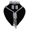 Dubai Gold Color Tassel Crystal Jewelry Set Bangle Earring Necklace Ring Wedding Bijoux Algeria Dubai Bridal Gifts H1022