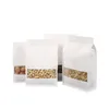 100 pçs/lote Sacos de papel Kraft Stand Up Café Snack Cookie Presentes Sacos de armazenamento com janela Bolsa de armazenamento de alimentos