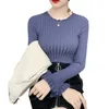 Casual Långärmad Höst Stickad tröja Kvinnor Pullover Tröjor Koreansk stil Vinter Slim White Pull Knitwear Pull Femme 11498 210528