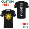 남성용 티셔츠 필리핀 티셔츠 인쇄 이름 T 셔츠 DIY 필리핀 국가 플래그 공화국 Philipinas PO Jersey 커플 스포츠 옷