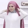 Etnische kleding JTVOVO 2021 Moslim Vrouwen Effen Kleur Chiffon Handige Bandage Hijab Lazy Mensen Dragen snel een dunne sluier wrap sjaal hijabs