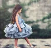 Most Cute Baby Kids Blue Tiered Tutu Short Pageant Dresses Princess 2020 Glitz Tulle Puffy Flowers Girl Dresses Dubai Formal Party Dress