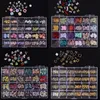 Nail Art Decorations 240pcs Jewelry Gem Stone Case Crystal Crown/Heart Gold& Silver Alloy Manicure Tips 3D Metallic Rhinestone Charm &am