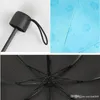 항 -UV 3 접이식 우산 물 꽃 블룸 맑은 비오는 우산 블랙 코팅 방풍 단단한 짧은 핸들 우산 XDH0866