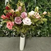 Fleurs décoratives Couronnes Fleur Artificielle Croissant Rose Bouquet Décoration de La Maison Salon Chambre Décor De Mariage En Plastique Fête Christm