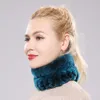 Rex Rabbit Fur Ring Scarves Warm Soft Women Genuine Headbands Scarf Handmade Knitted Scarfs