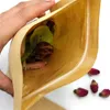 100st/Lot Kraft Paper Bags Stand-up Återanvändbar tätning Matpåsar Fruktte Presentpaket Stand Up Väskor med transparent fönster