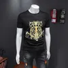 100% algodão camiseta Homens Luxo Gold Impressão O-Pescoço Tops Tees Verão Respirável Casual camisetas Streetwear Plus Size 5XL 210527