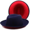 Patchwork Fedora Hat Women Men Roll Brim Hats Woman Felt hat Fedoras Man Fashion Casual Cap Female Male Double Color Top Caps Spring Autumn Winter Wholesale