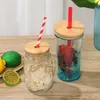 Bamboo Cap Lids Tool 70mm 88mm Reusable Wooden Mason Jar Lids with Straw Hole and Silicone Seal YYFA585