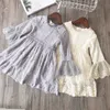 Citgeett Printemps Enfants Princesse Robe Filles Floral Broderie À Manches Longues Une Pièce Été Automne Beige/Gris Vêtements Q0716