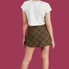 Saias manta mini wrap saia cintura alta com um botão front baixo witz para mulheres escola-girl e-girl /