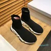 2022 Sapatos de meias casuais Sapatos grandes Comfort Sole Men Platform Trainers Hommes Leather Trainer Black Glitter Knit