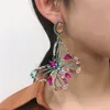 Grote verklaring vlinder studs oorbel barok vrouwen kleurrijke rhinestone diamant drop oorbellen geschenken mode dier ontwerp straat partij bedel sieraden accessoires