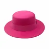 Berets Kvinnor Vinter Färgglada Fedora Hat Flat Top Wide Brim Ull Jazz Men Panama Trilby Cap Trend Gambler Partihandel
