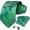 Ensemble en soie Paisley vert pour hommes, cravate de cou de mariage d'affaires, mouchoir, accessoires de fête de luxe, cadeau Gravatas pour hommes DiBanGu
