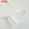 Tangada Lente Mode Vrouwen Witte Corduroy Shirt Jurk Vintage Lange Mouw Casual Dames Mini Dress 4M116 210609