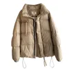 Stand Collar Down Jacket Dames Witte Duck Winter Lange Mouw Korte Warme Dikke Jas Puffer Dames 210607