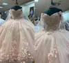 2021 Light Pinj Cendrillon Quinceanera Robes avec Wraps Floral 3D Fleurs Applique Perlée Cristal Doux 16 Robe De Bal Paageant Robes Plus Taille Longue