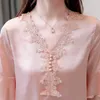 top femme dames blouses zomer Lace chiffon top womens blouses and tops plus size blouse women shirts Casual Regular 4890 50 210528