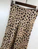 Kvinnor Silk Satin Naomi Wild Things Leopard Print Sexig Elastisk Hög Midja Easy 90's Slip Midi Skirt 210309