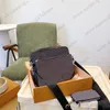 Trio Messenger Çanta Damier Dama Tahtası Desen Crossbody Açık Zarf Çanta Cüzdan M69443 Ayrı Para Çanta Ayna İkiz Çıkarılabilir Sıkıştırılmış Cep Erkek Çantası