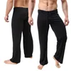 Men's Sleepwear Men Home Pants Low - Waist See Through Transparent Loose Slippery Pajama Male Ice Silk Loungewear Sexy Lingerie Gay Wear