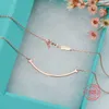 Original S925 Silver Classic Sweet Smile Pendant Necklace Gold Rose White Fashion Korean Japanese 210929302G