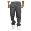 Herrbyxor Multi-Pocket Cargo Straight-Leg Sports Parkour Loose Autumn Joggers Drawstring Fitness Sweatpants D910 #