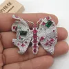 Apdgg 40x48mm Blandad färg Guldpläterad CZ Micro Butterfly Brosch Pin