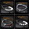 Perlé, Brins Bracelets Naturels Pierre Volcanique De Lave Blanc / Noir En Gros À La Main Perles Lion Bracelet Pour Hommes Femmes Bijoux Drop Delivery