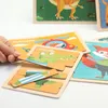 Kinderen dier 3d houten dubbelzijdige strip puzzel vertellen verhaal stapelen jigsaw educatief speelgoed voor kinderen fabriek Beste 10 stuks groothandel